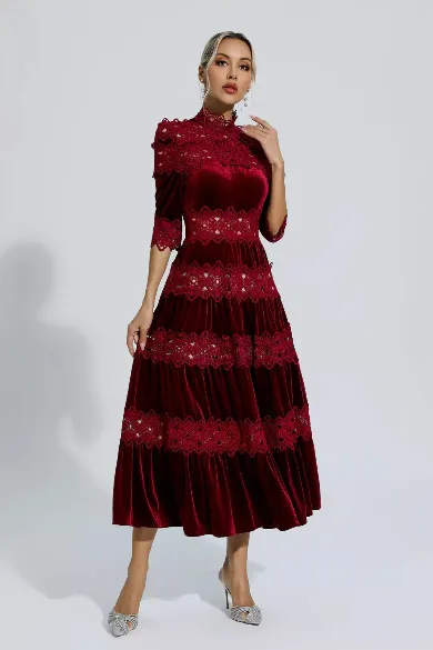 Noelle™ | Heavy Hollow Embroidery Thigh-Slimming Dress