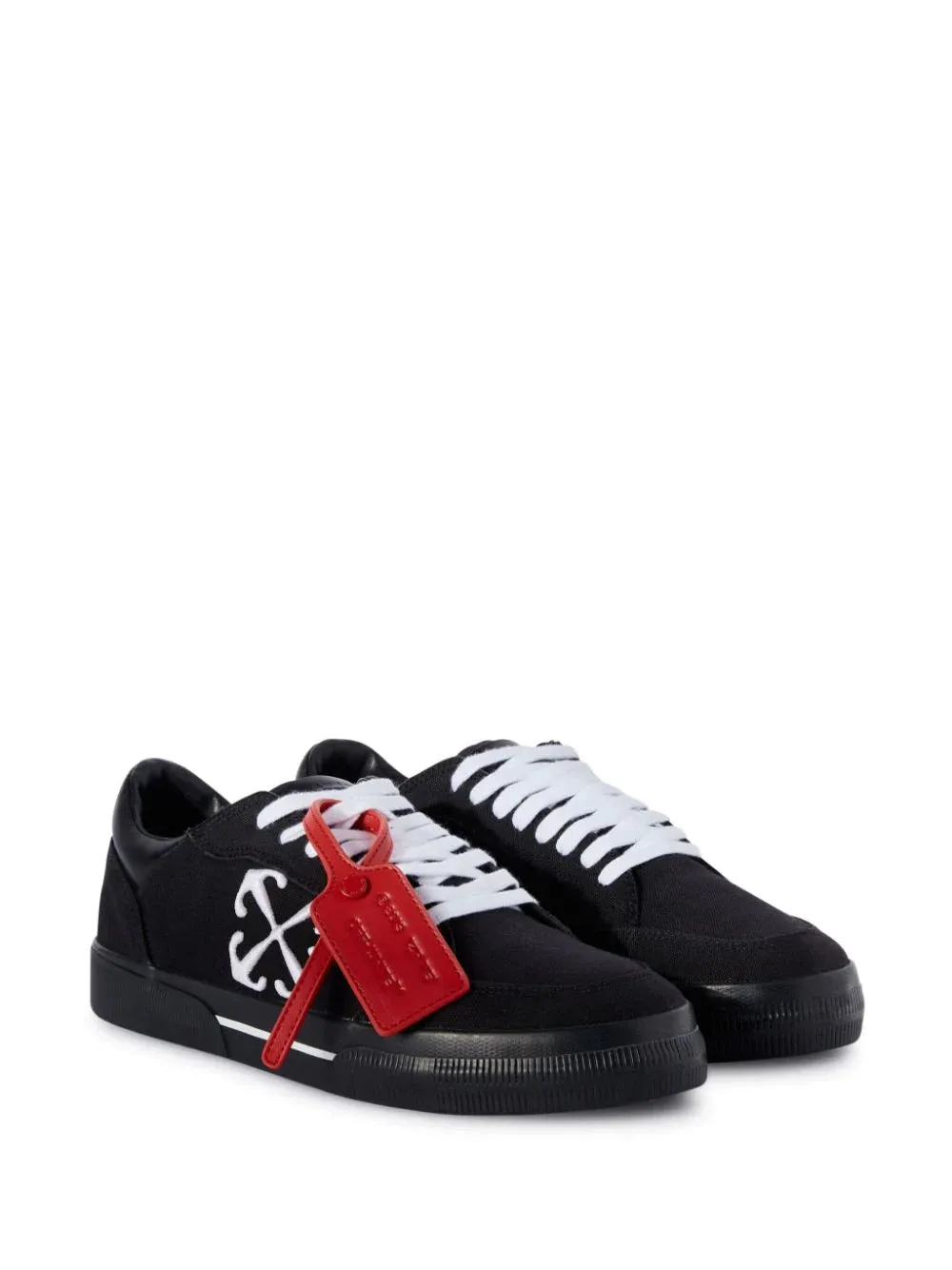 Off-White Vulcanized Contrasting-tag Canvas Black Sneakers