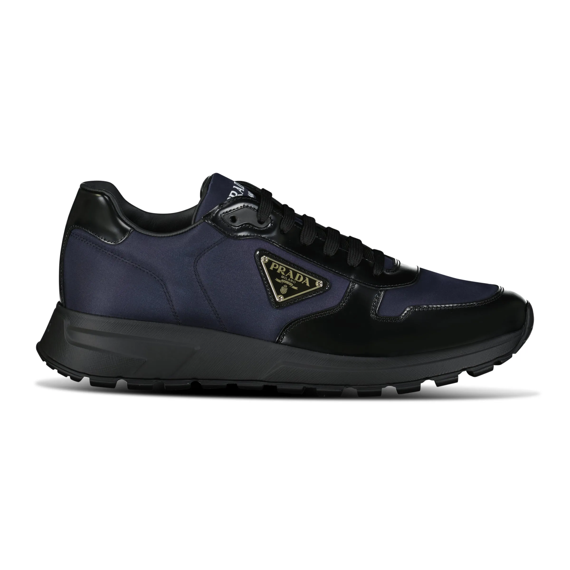 Prada Prax 01 Re-Nylon Leather Sneakers Navy & Black
