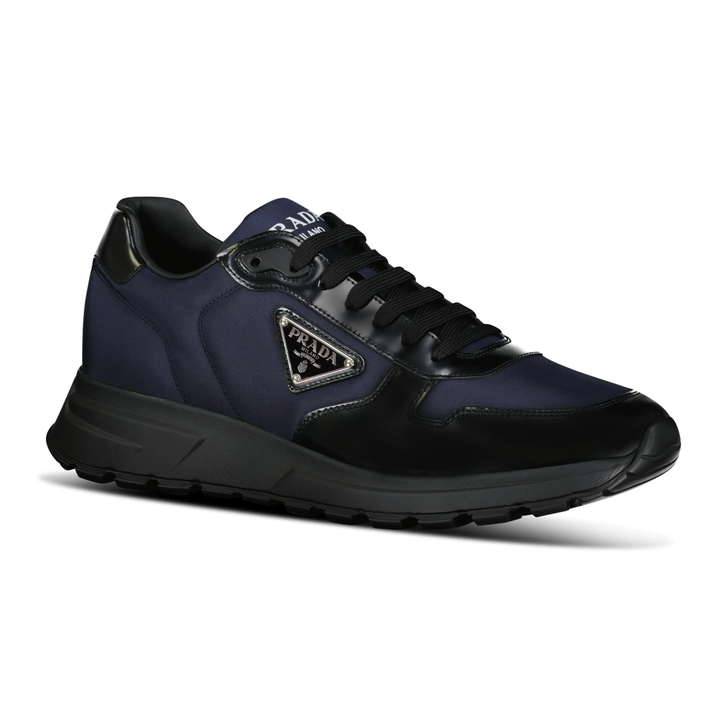 Prada Prax 01 Re-Nylon Leather Sneakers Navy & Black
