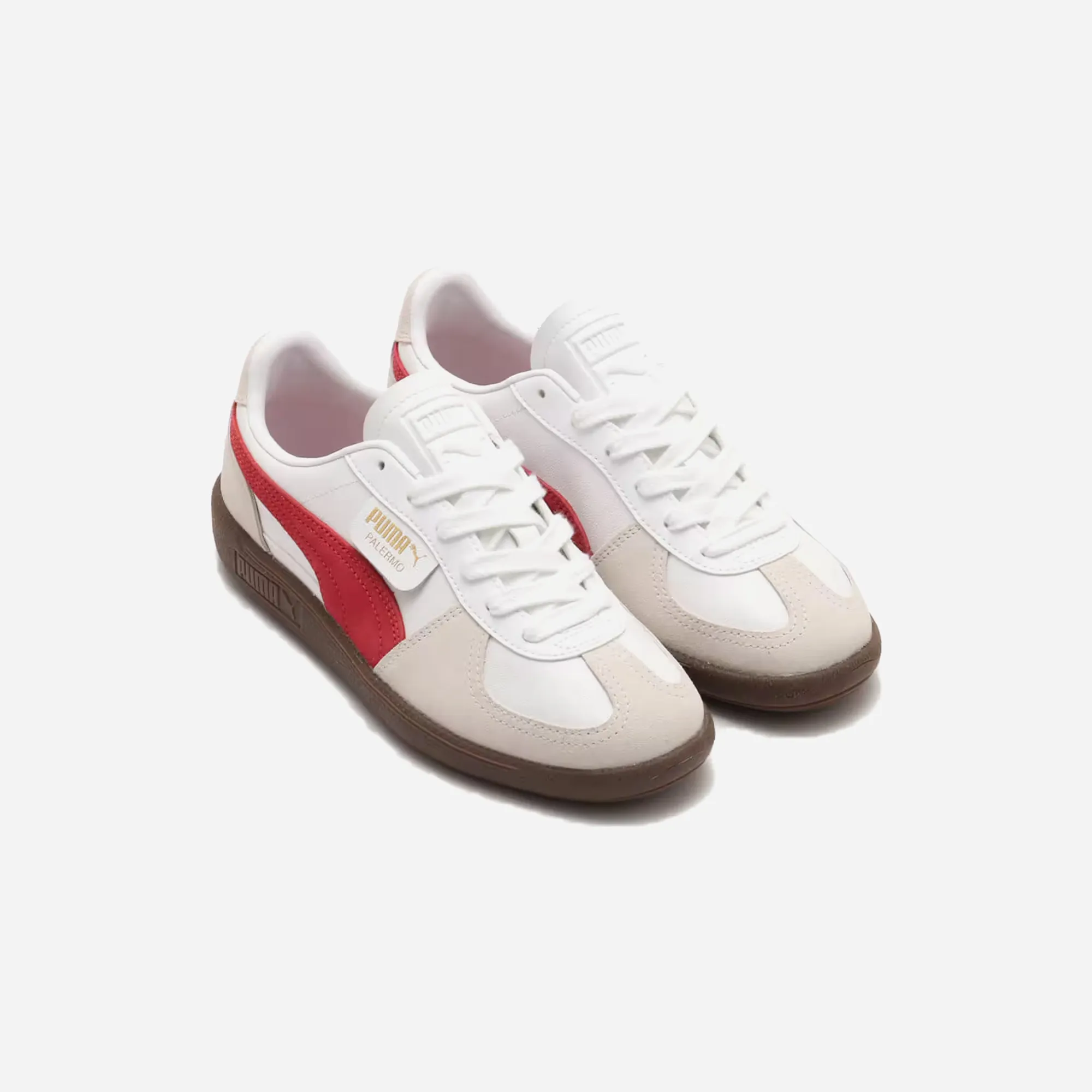 PUMA PALERMO LTH UNISEX SNEAKERS WHITE-VAPOR GRAY-CLUB RED