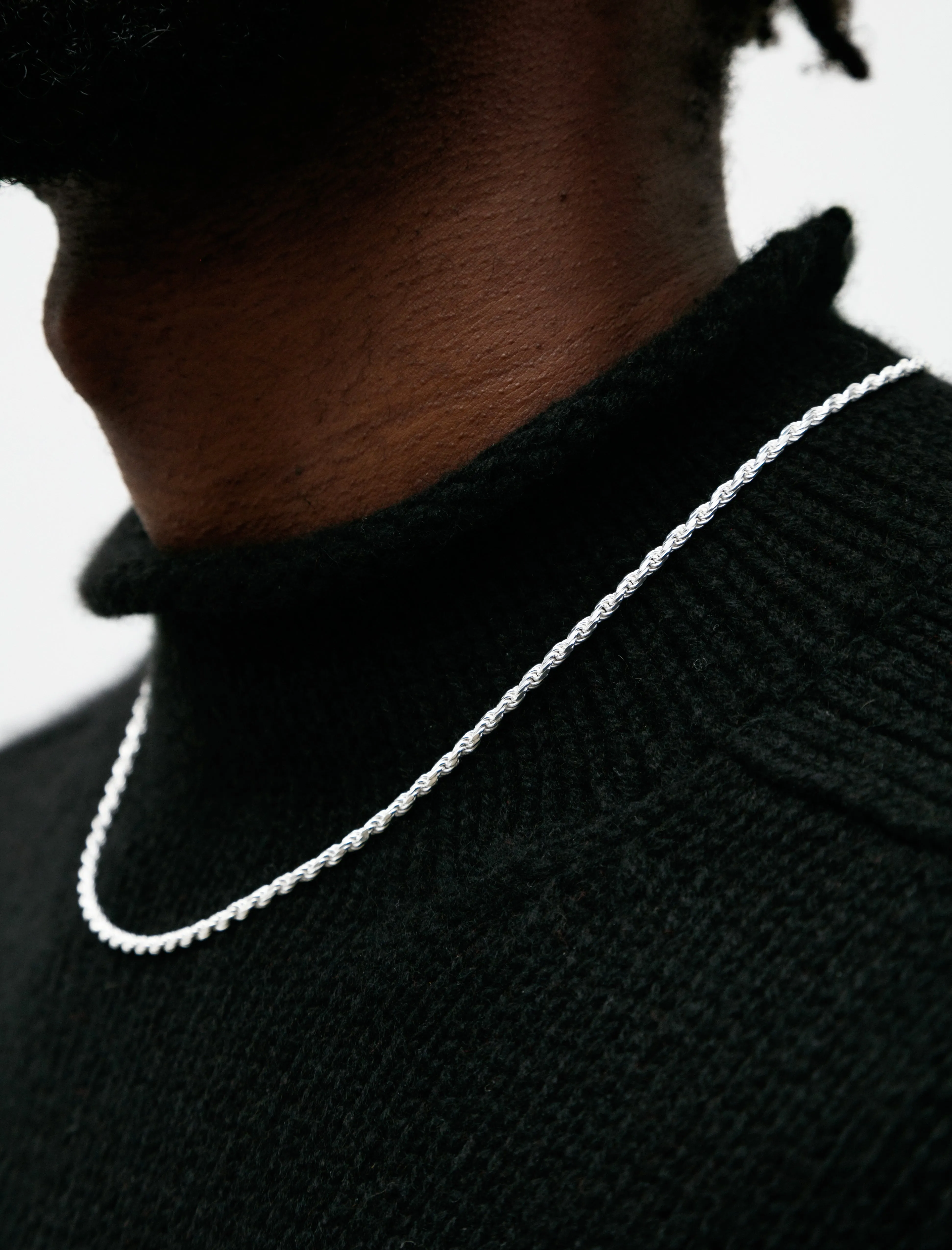 Rope Necklace Thick Polished Silver