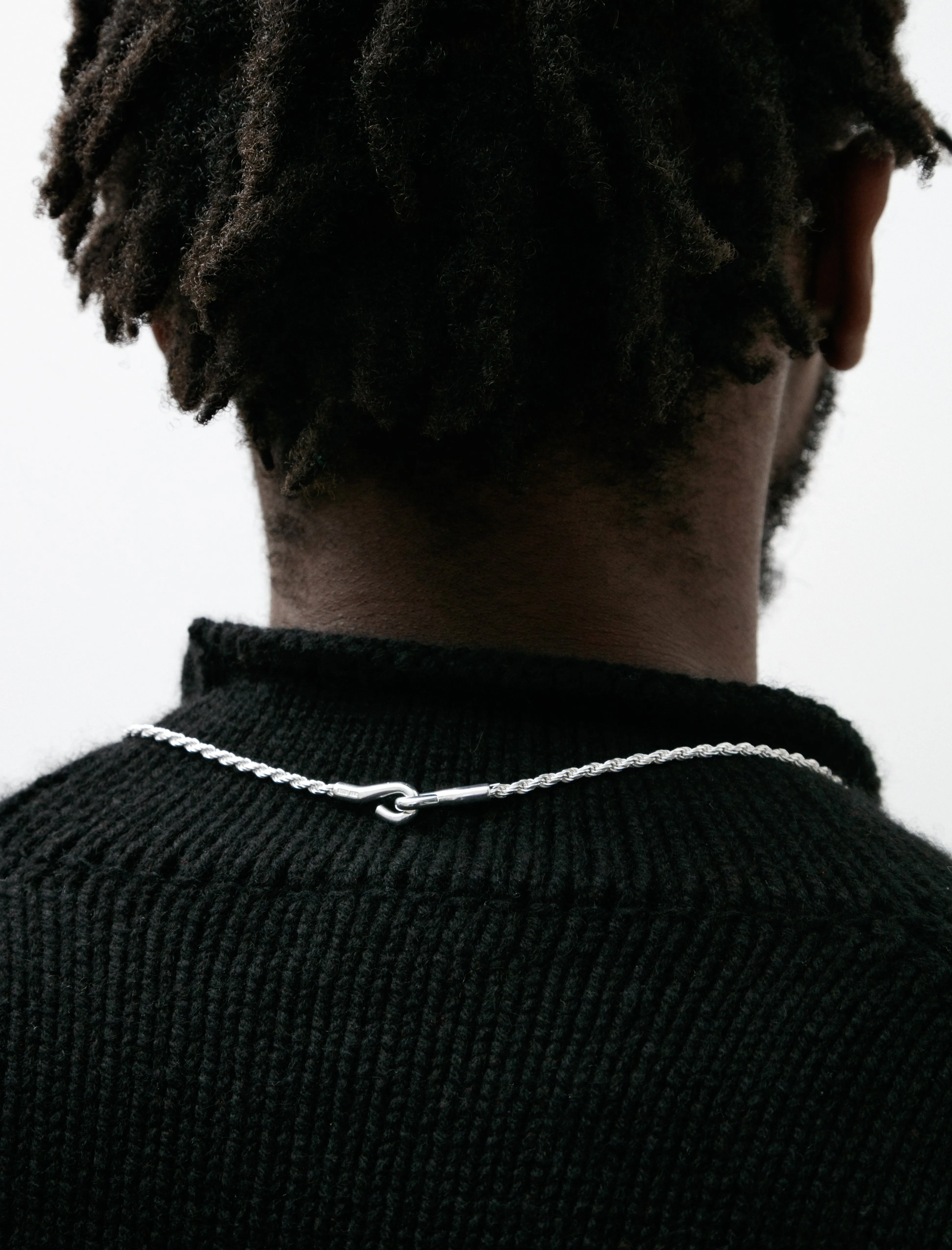 Rope Necklace Thick Polished Silver