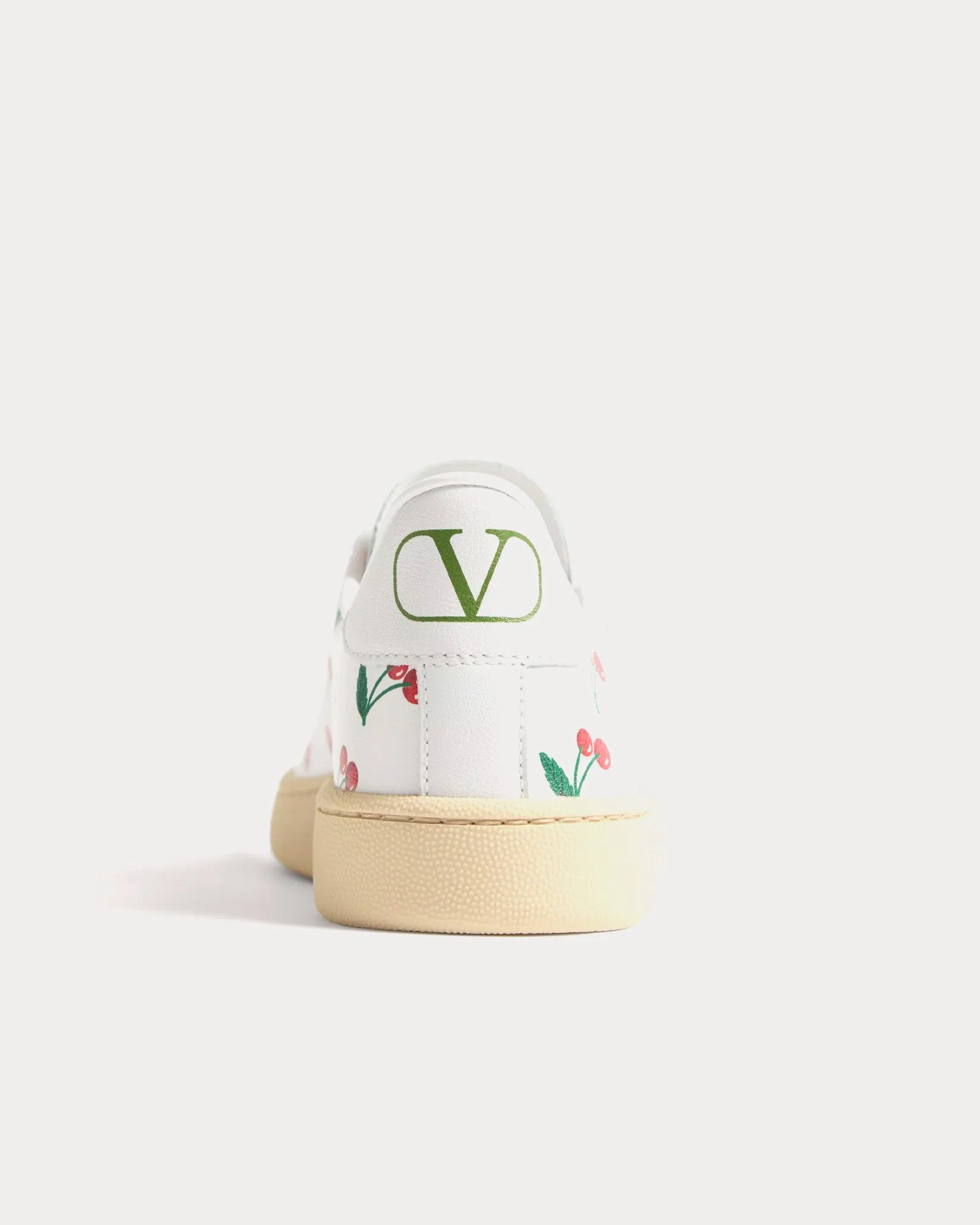 Royco with Cherryfic Pattern Nappa Calfskin White Low Top Sneakers