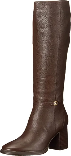 Sam Edelman Elsy Sable Brown Rounded Toe Stacked Block Heel Knee High Boots