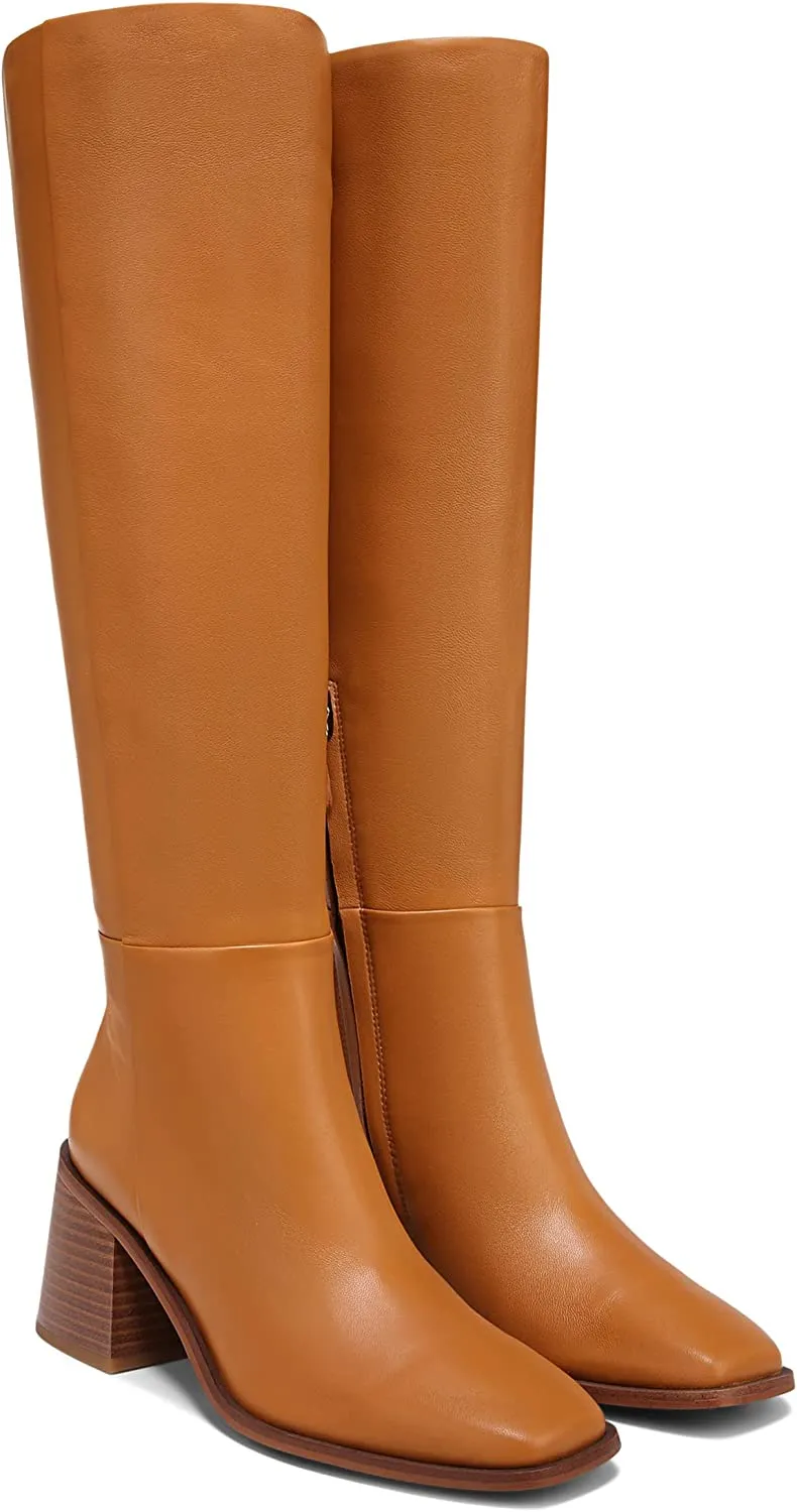 Sam Edelman Wade Stacked Heel Squared Toe Wide Calf Knee High Fashion Boots
