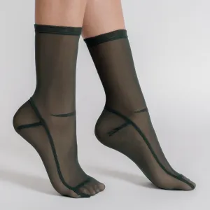 SAMPLE Solid Dark Green Mesh Socks