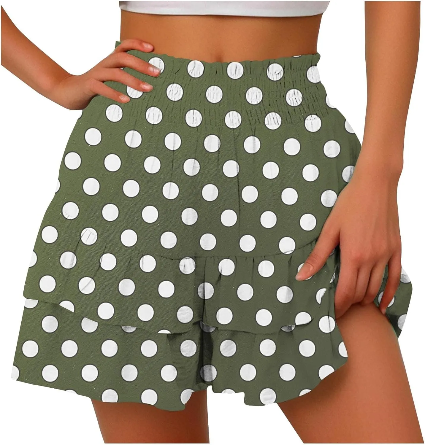Shorts for Women Summer Polka Dot High Wasited Yoga Skirts Casual Lightweight Workout Tennis Flowy Beach Short Pants