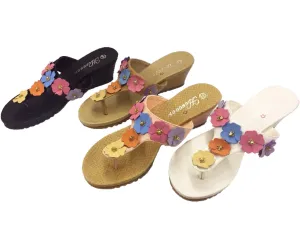 Spring Flower Leather Thong Sandals