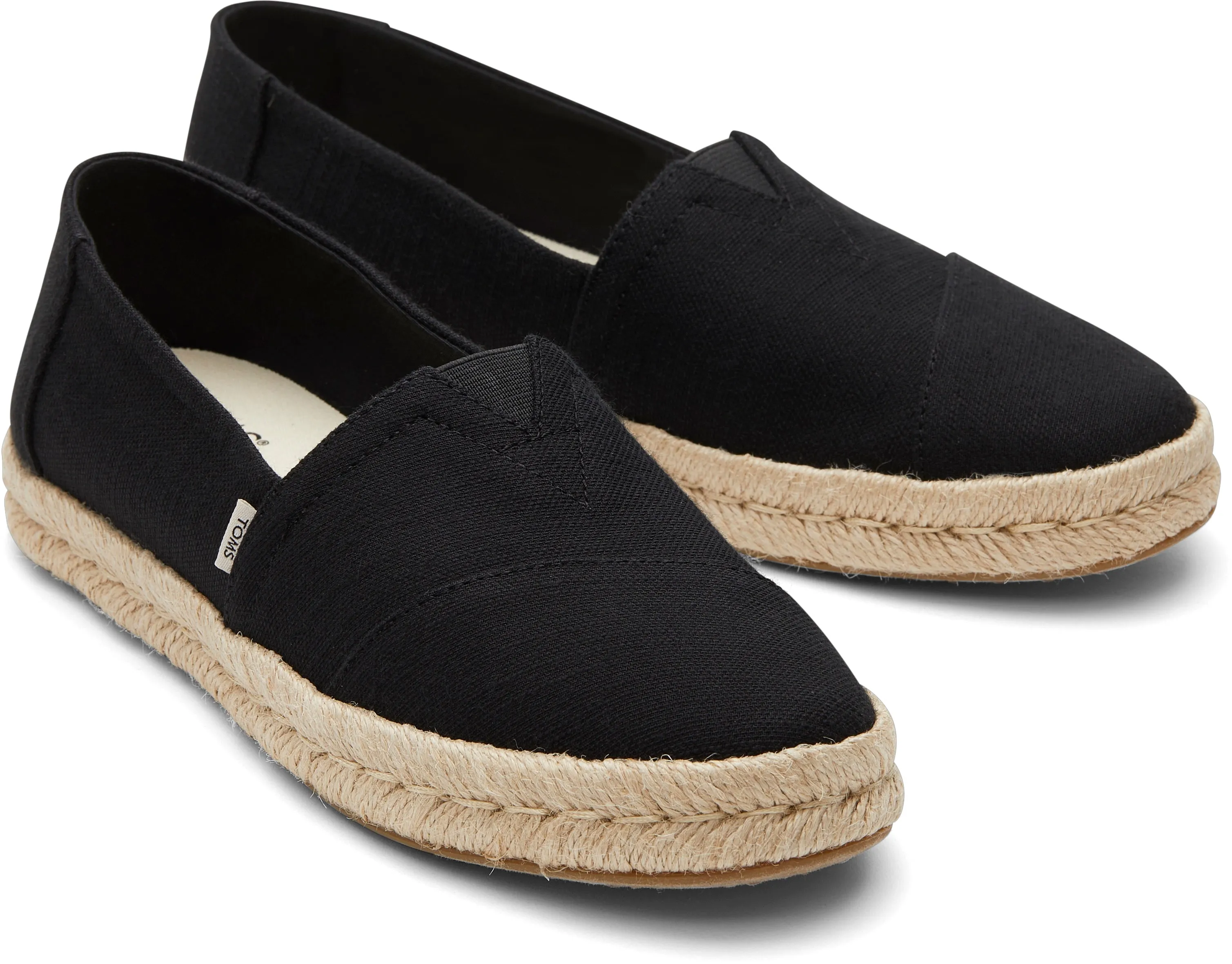 Toms Women Alpargata Rope 2.0 Black Recycled Cotton Slubby