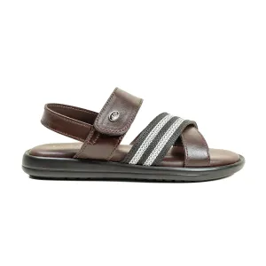 Vibrant Children's Sandal - Brown Synthetic Leather, Lightweight PU Sole
