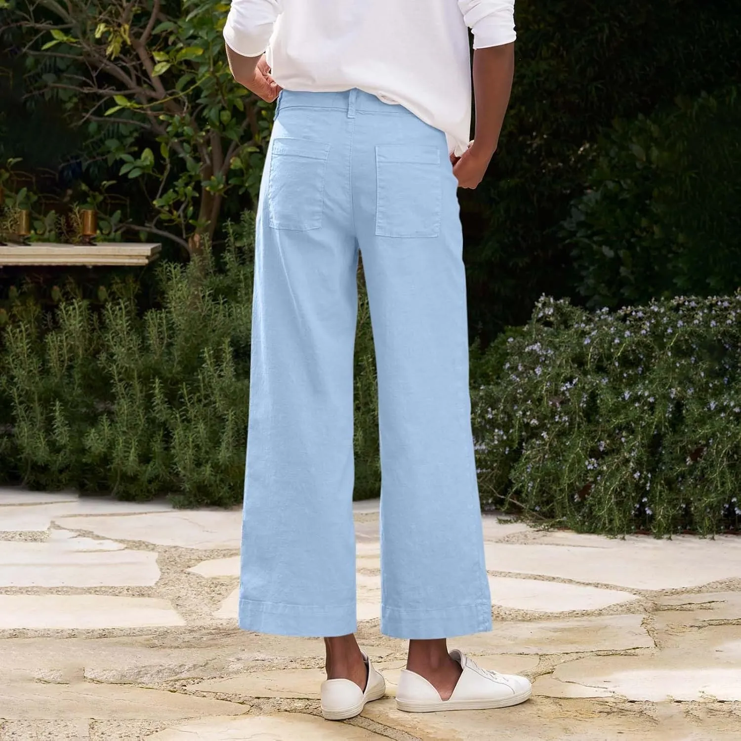 Wide Leg Cropped Pants for Women Linen Trousers for Woman Boho Pant Trendy Summer Work Pants for Women 2025