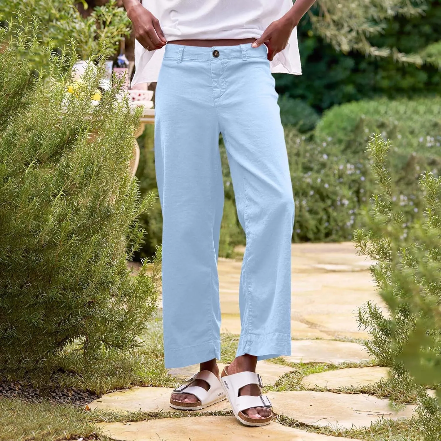 Wide Leg Cropped Pants for Women Linen Trousers for Woman Boho Pant Trendy Summer Work Pants for Women 2025