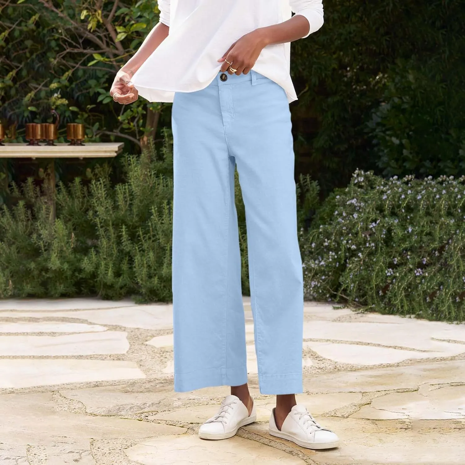 Wide Leg Cropped Pants for Women Linen Trousers for Woman Boho Pant Trendy Summer Work Pants for Women 2025