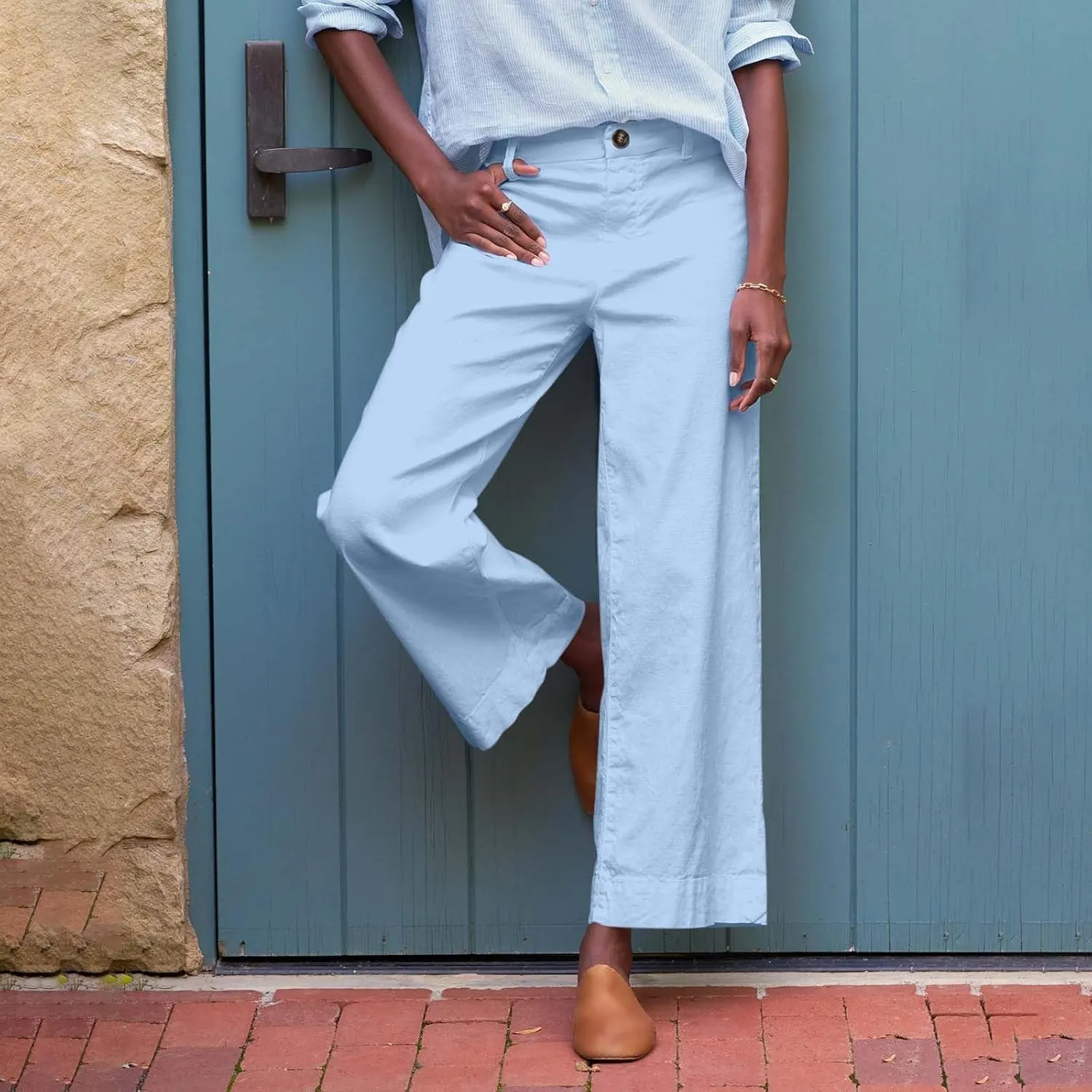 Wide Leg Cropped Pants for Women Linen Trousers for Woman Boho Pant Trendy Summer Work Pants for Women 2025