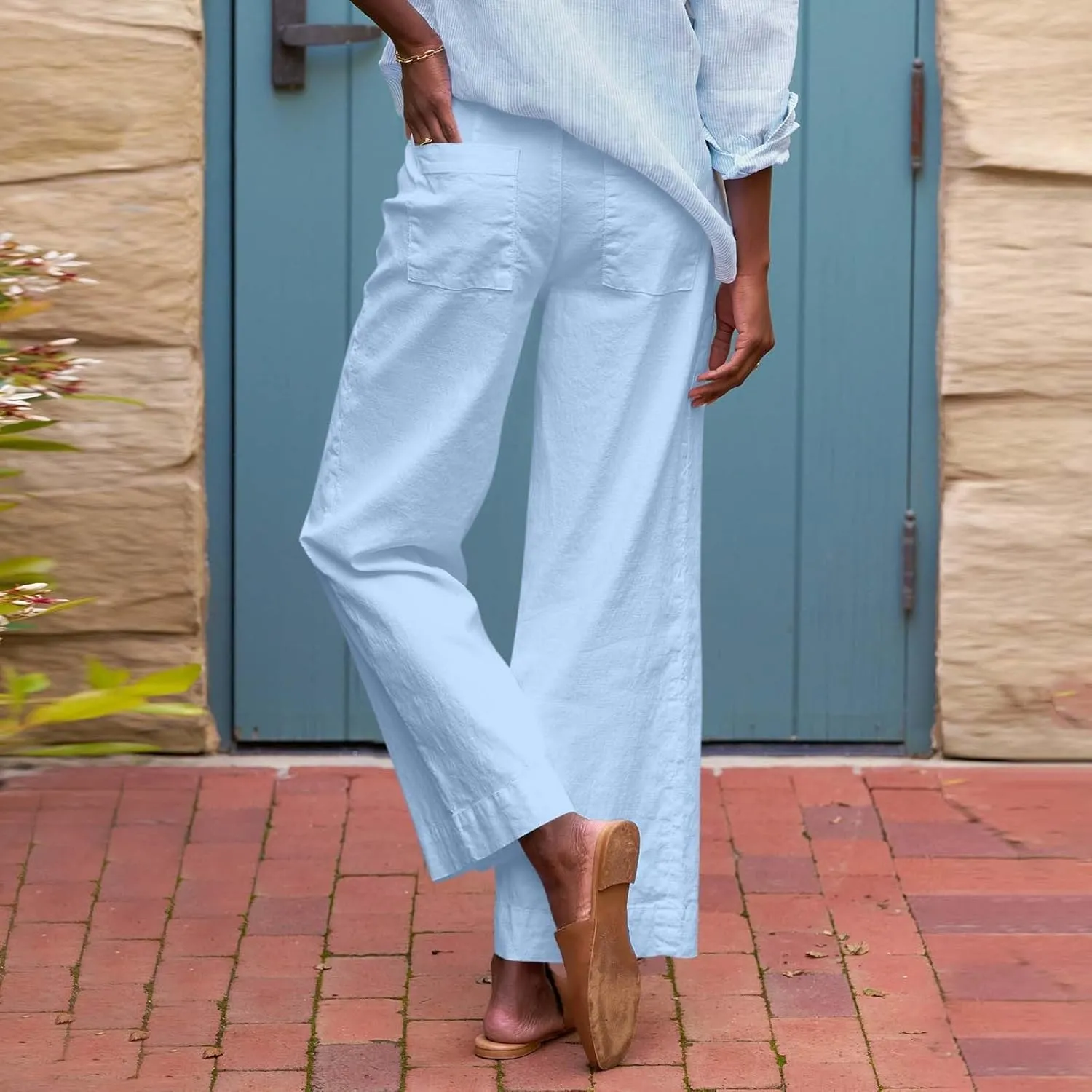 Wide Leg Cropped Pants for Women Linen Trousers for Woman Boho Pant Trendy Summer Work Pants for Women 2025