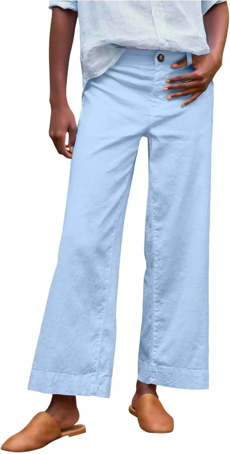 Wide Leg Cropped Pants for Women Linen Trousers for Woman Boho Pant Trendy Summer Work Pants for Women 2025