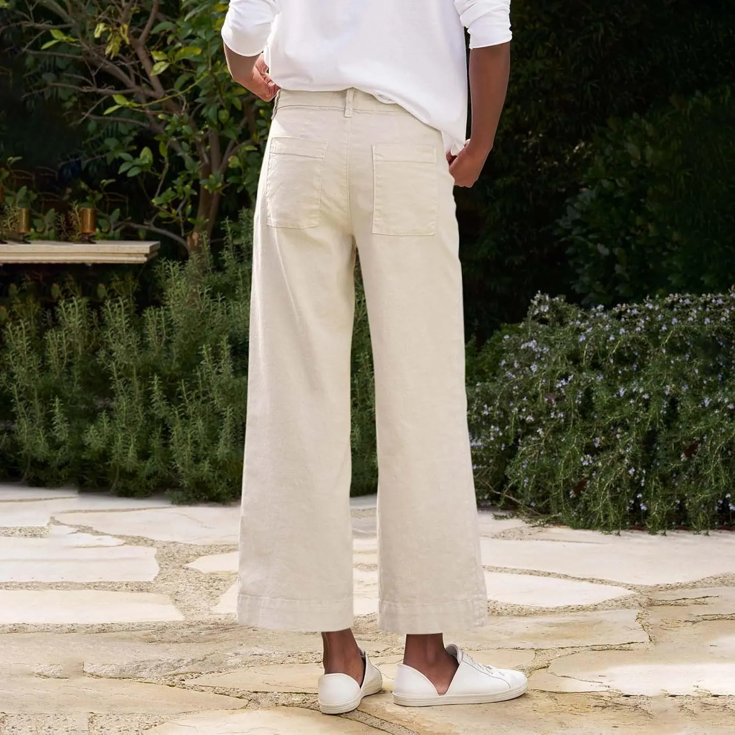 Wide Leg Cropped Pants for Women Linen Trousers for Woman Boho Pant Trendy Summer Work Pants for Women 2025