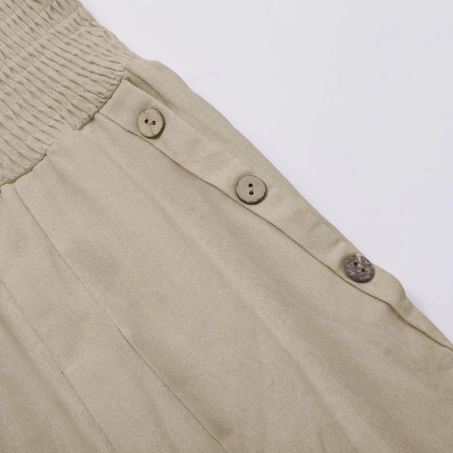 Womens Plaid Pants Women's Linen Summer Solid Color Palazzo Pants Flowy Wide Leg High Waist Comfy White Gauze