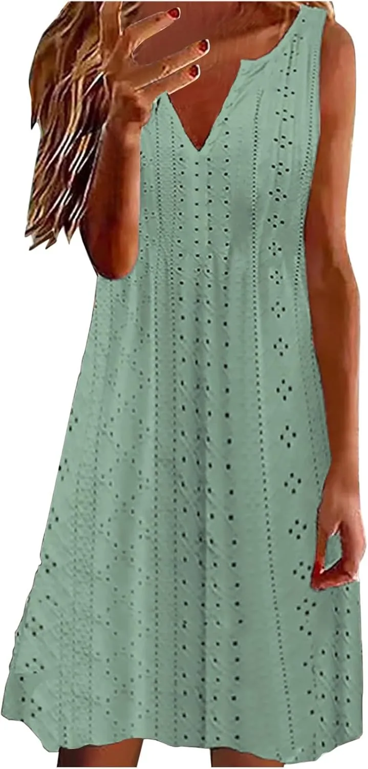 Womens Summer Casual Sundresses Solid Boho Maxi Dresses Tank Dress Vest Sling Dress Vacation Mini Dress