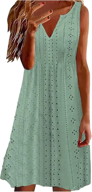 Womens Summer Casual Sundresses Solid Boho Maxi Dresses Tank Dress Vest Sling Dress Vacation Mini Dress